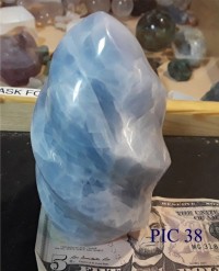 Blue Calcite Flame--Green Dragon - Product Image